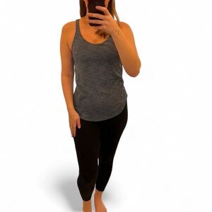 LuluLemon blue and white open-back workout tank top